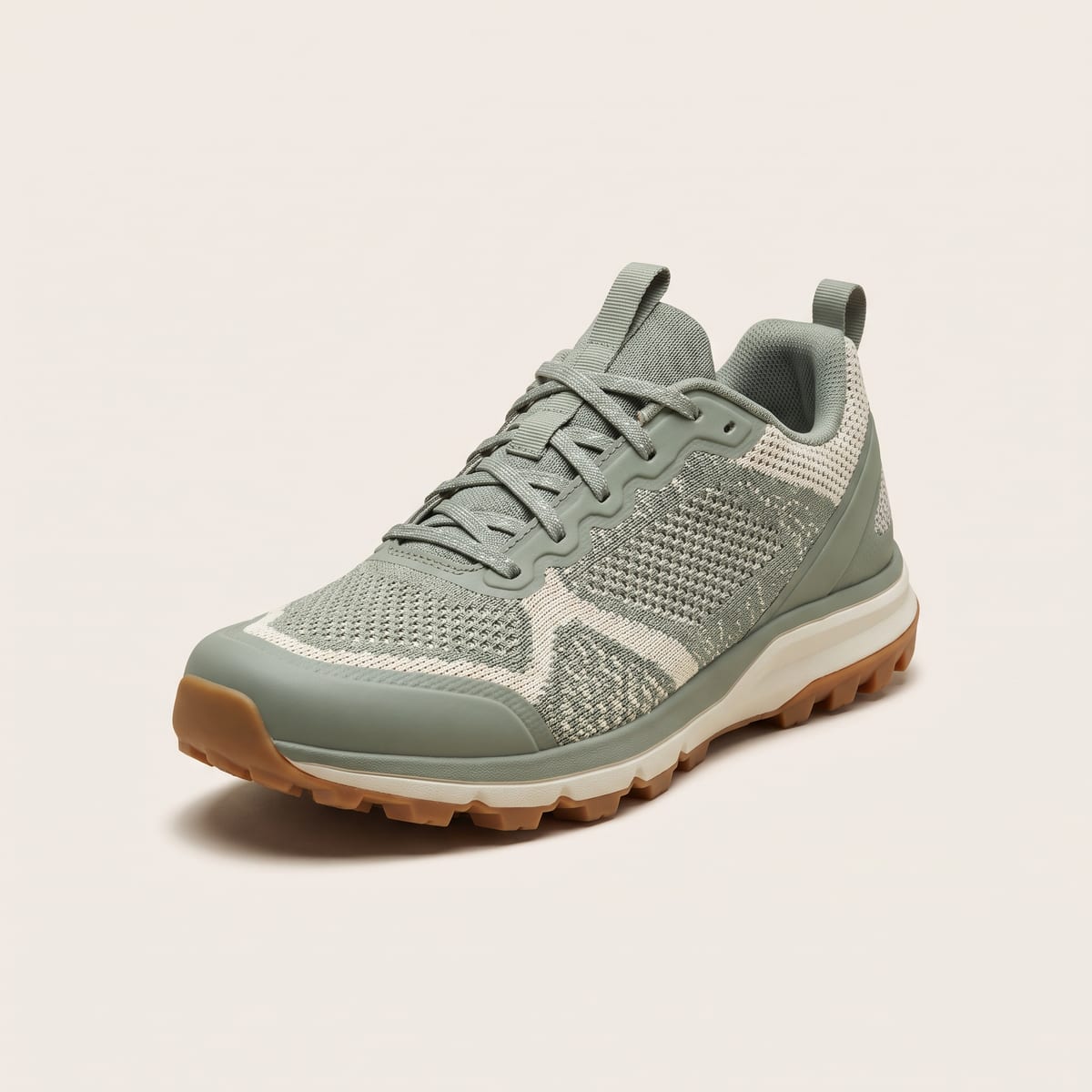Knit trail sneaker render — footwear design in Kenna
